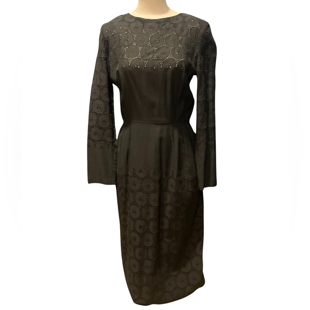 Vintage black beautiful eyelet work on chest and skirt part see-through